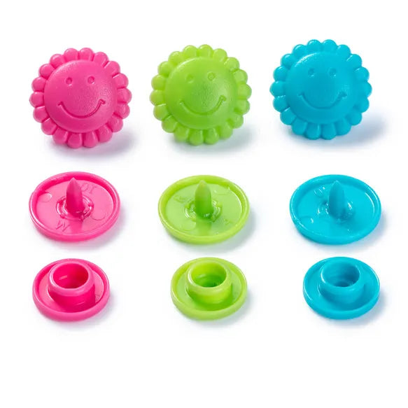 Prym Love Color Snaps Flower Press Fasteners - Smiley Face, Pack of 21