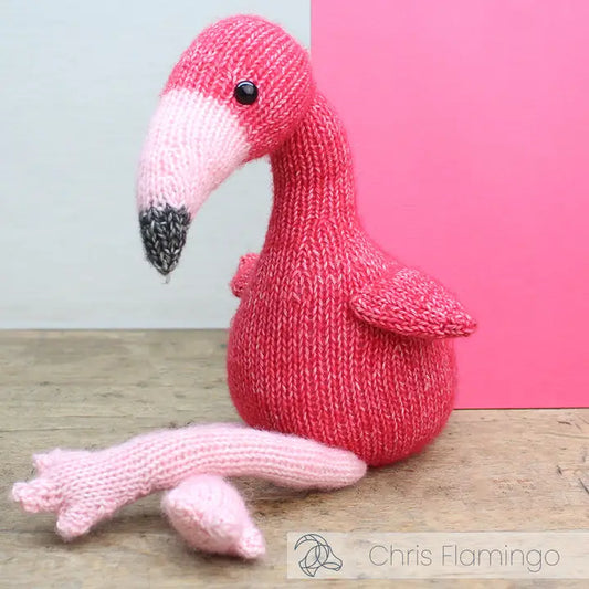 DIY Knitting Kit - Chris Flamingo | Blended Yarn | Knitted Toy | 37 cm