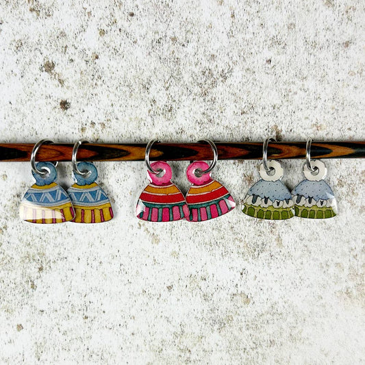 Emma Ball Hats Stitch Markers in a Tin | Set of 6 | 2cm Aluminium