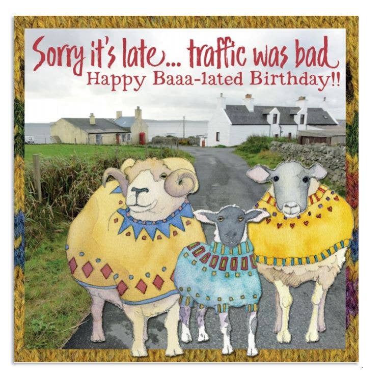 Woolly Sheep Belated Birthday Greetings Card
