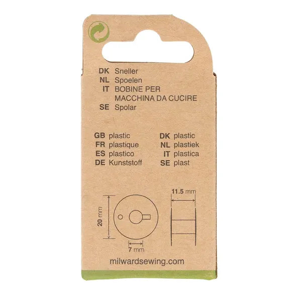 Milward Plastic Bobbins | Front-Loading 15K Type | 11.5mm | Pack of 9