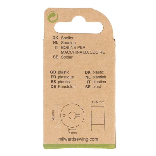 Milward Plastic Bobbins | Front-Loading 15K Type | 11.5mm | Pack of 9