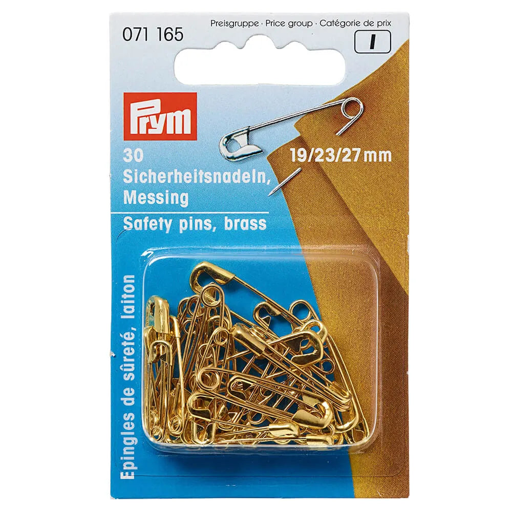 Prym Safety Pins | Gold, Rust-Free | Assorted 19mm, 23mm & 27mm