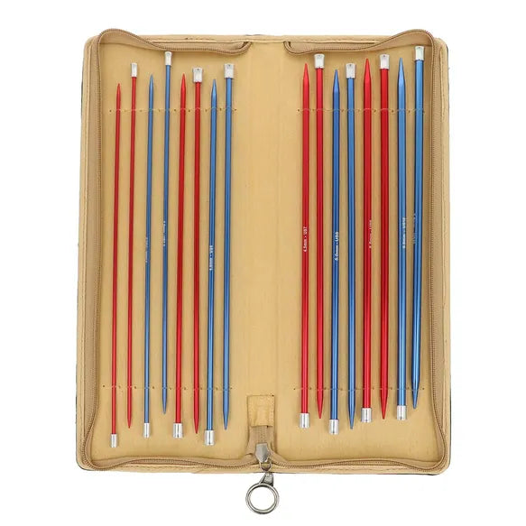 Red Waves Single-Pointed Knitting Needle Set | Aluminium | 25cm