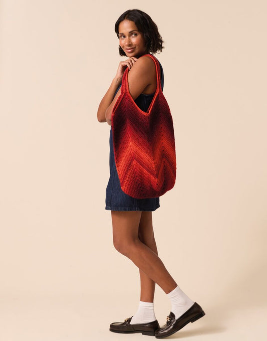Sirdar Chevron Glow Crochet Tote Bag | Crochet Pattern 10928 | Jewelspun Ombre