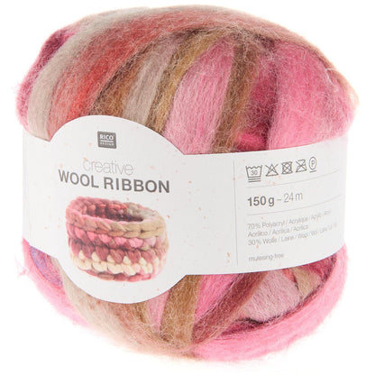 Creative Wool Ribbon Yarn | 70% Polyacrylic 30% Wool | Flat Felt Ribbon, 25mm Needles