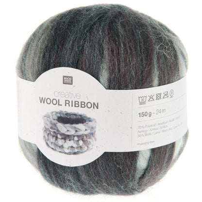 Creative Wool Ribbon Yarn | 70% Polyacrylic 30% Wool | Flat Felt Ribbon, 25mm Needles