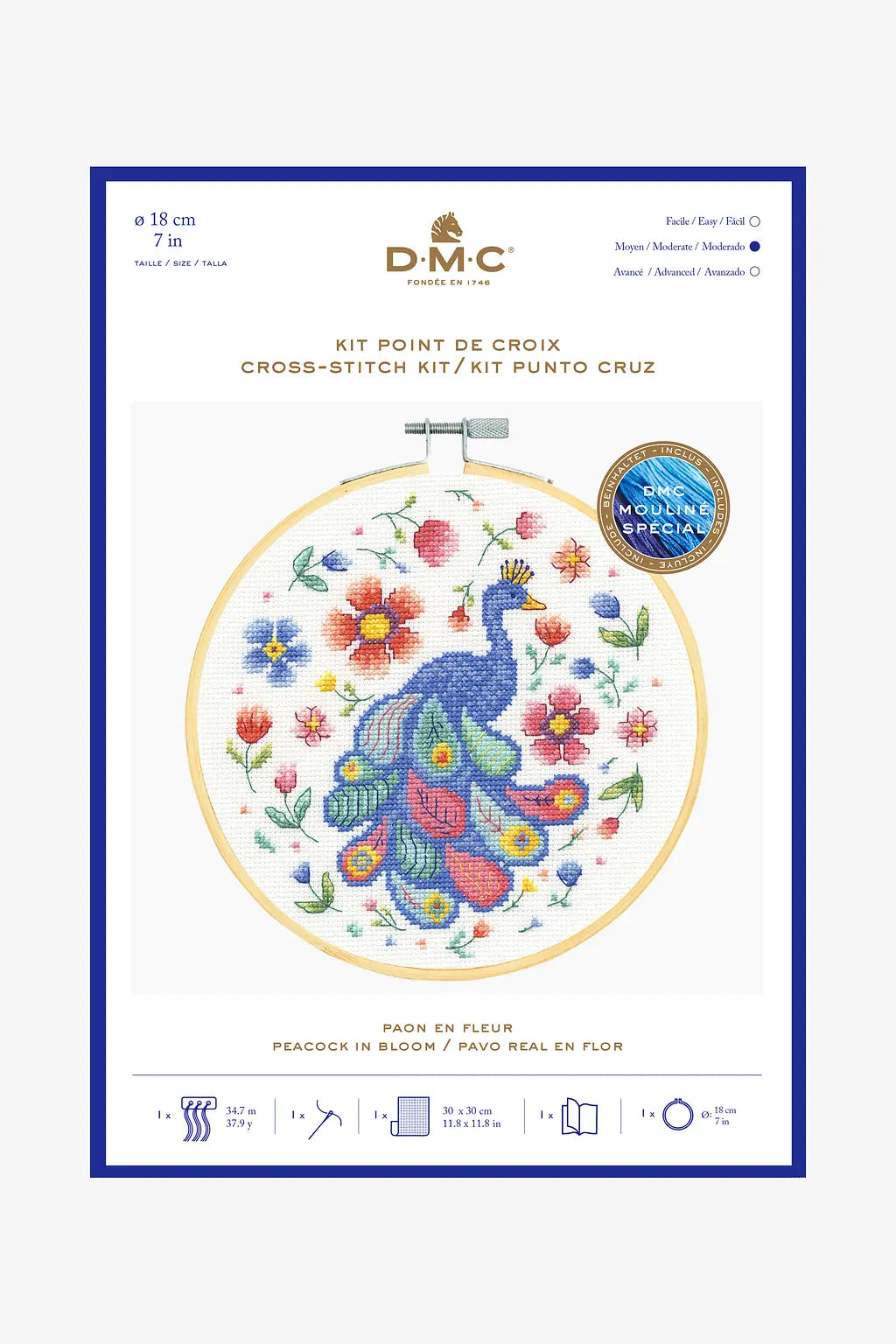 DMC Peacock in Bloom Cross Stitch Kit | BK1930