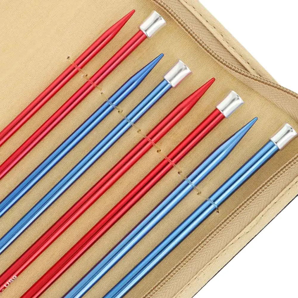 Red Waves Single-Pointed Knitting Needle Set | Aluminium | 25cm