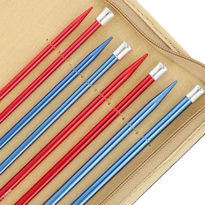 Red Waves Single-Pointed Knitting Needle Set | Aluminium | 25cm