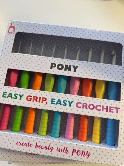 Pony Easy Grip Crochet Hook Set – Polka Dots (9 Sizes, 2–6mm)