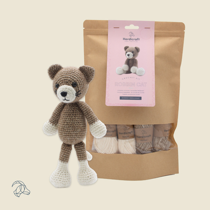 DIY Crochet Kit - Robbin Cat | Blended Yarn | Amigurumi | 20 cm