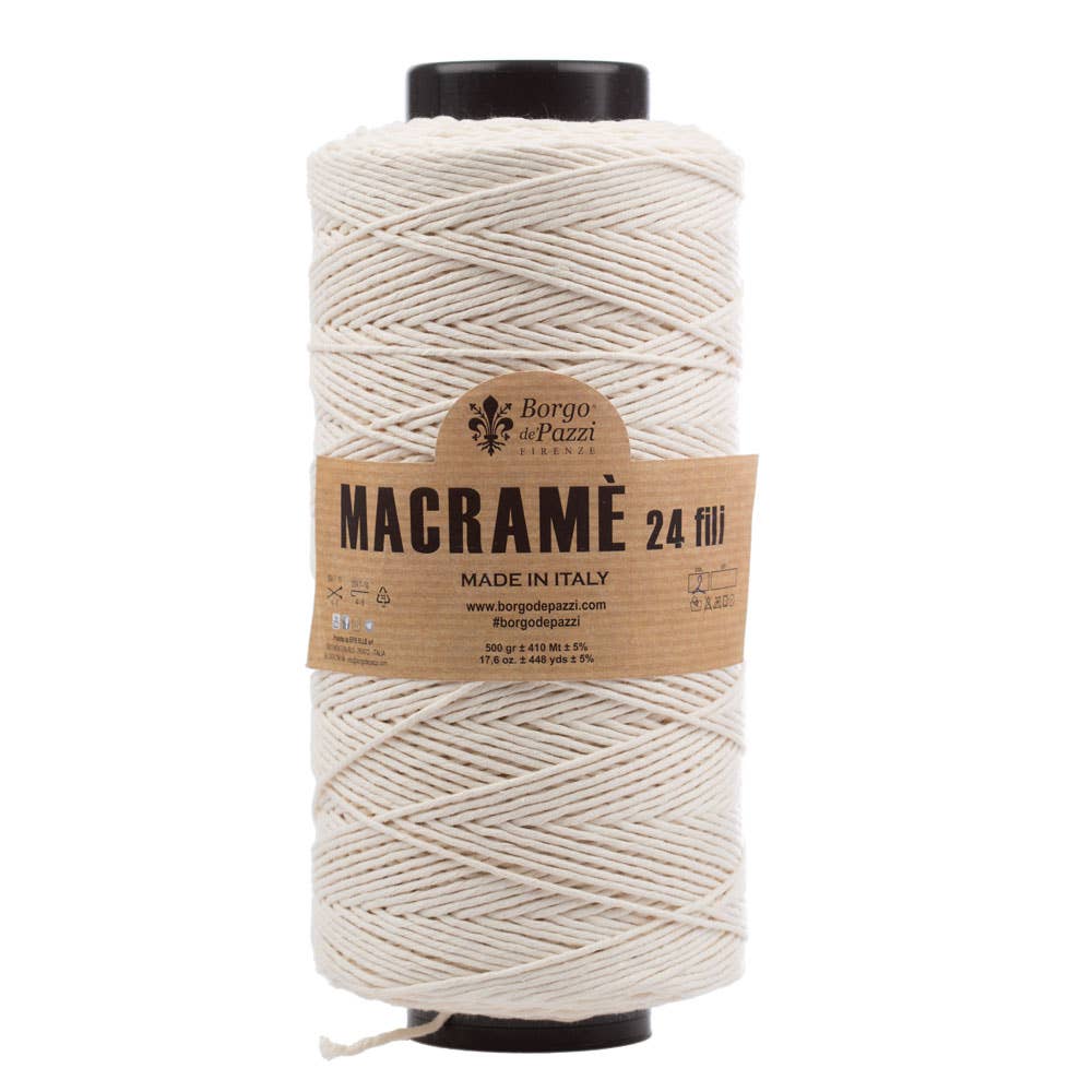 Borgo de' Pazzi Macramé Yarn | 24-Ply Twisted Cotton | 500g