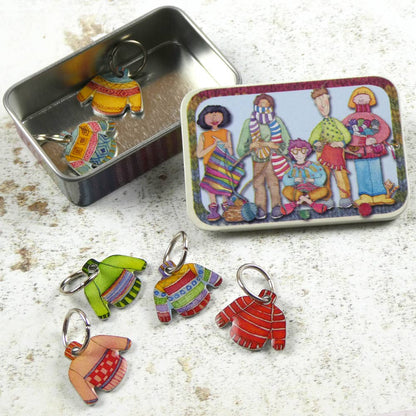 Emma Ball Jumpers Stitch Markers in a Knitters Pocket Tin | Set of 6