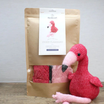DIY Knitting Kit - Chris Flamingo | Blended Yarn | Knitted Toy | 37 cm