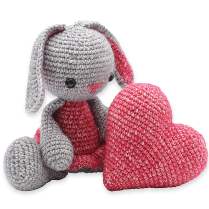 DIY Crochet Kit - Pippa Bunny with Heart | Blended Yarn | Amigurumi | 20 cm