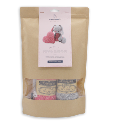 DIY Crochet Kit - Pippa Bunny with Heart | Blended Yarn | Amigurumi | 20 cm