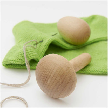Darning Mushroom & Egg Set | Natural Unpainted Wood | 2 Pieces