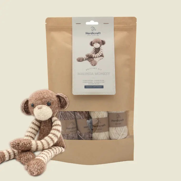 DIY Knitting Kit - Melinda Monkey | Blended Yarn | Knitted Toy | 37 cm