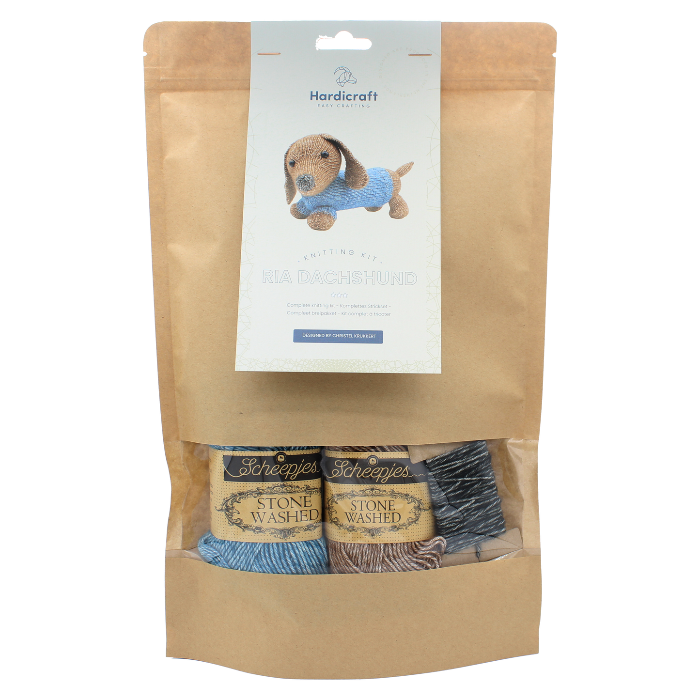 DIY Knitting Kit - Ria Dachshund | Blended Yarn | Knitted Toy | 30 cm