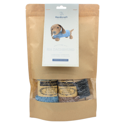 DIY Knitting Kit - Ria Dachshund | Blended Yarn | Knitted Toy | 30 cm