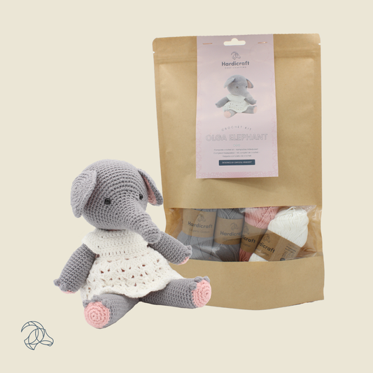 DIY Crochet Kit - Olga Elephant | 100% Organic Cotton | Amigurumi | 30 cm