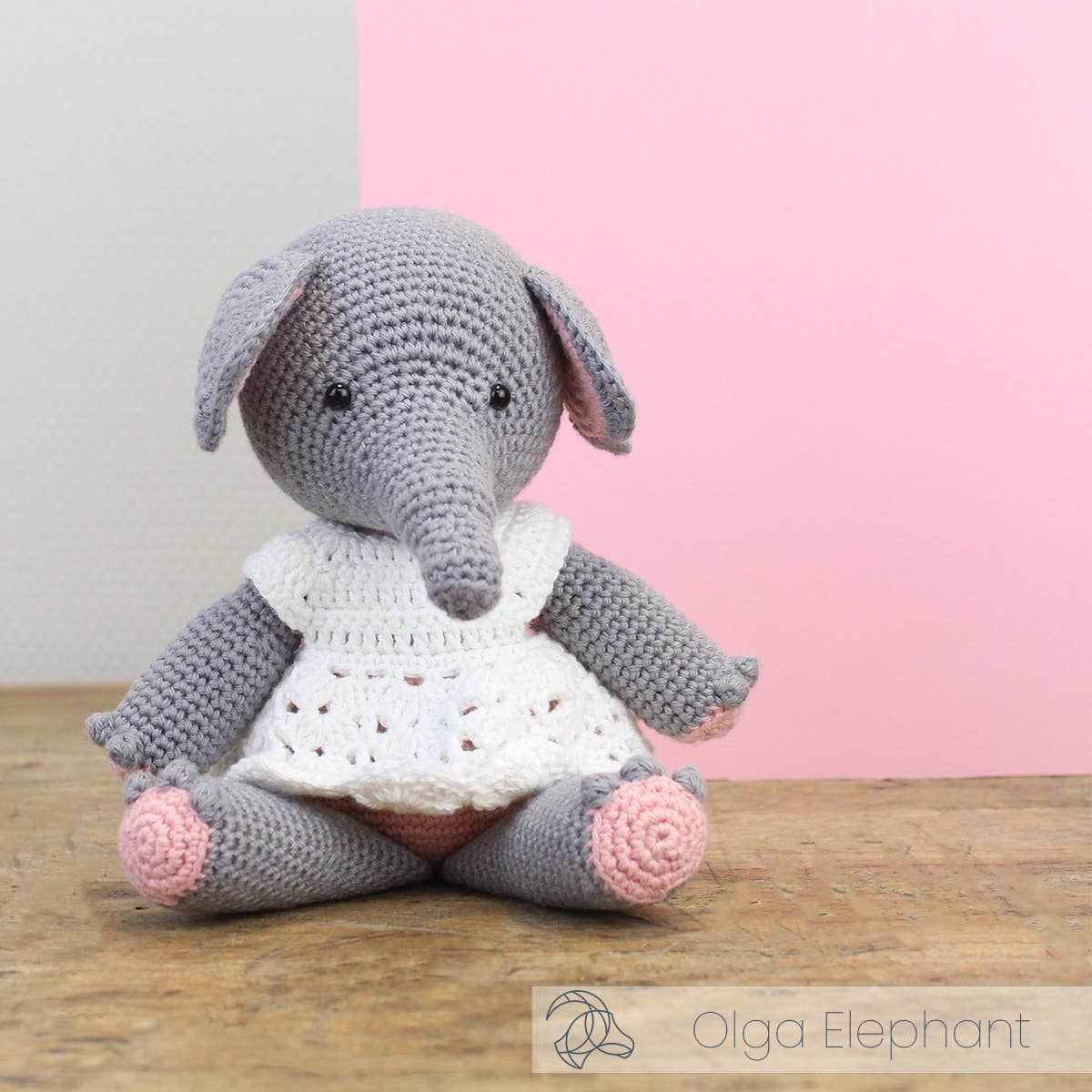 DIY Crochet Kit - Olga Elephant | 100% Organic Cotton | Amigurumi | 30 cm