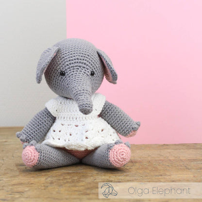 DIY Crochet Kit - Olga Elephant | 100% Organic Cotton | Amigurumi | 30 cm