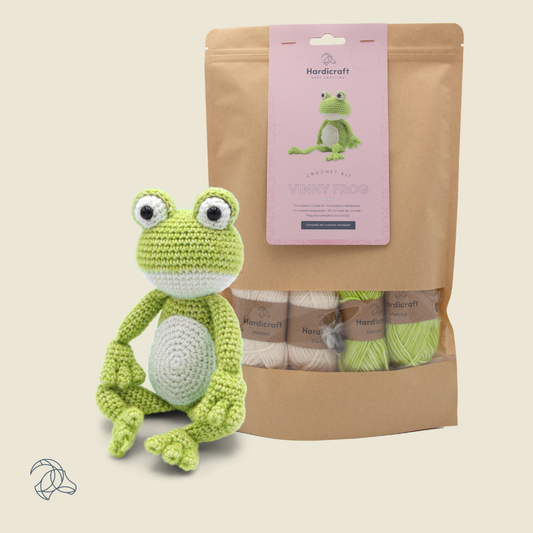 DIY Crochet Kit - Vinny Frog | Blended Yarn | Amigurumi | 30 cm