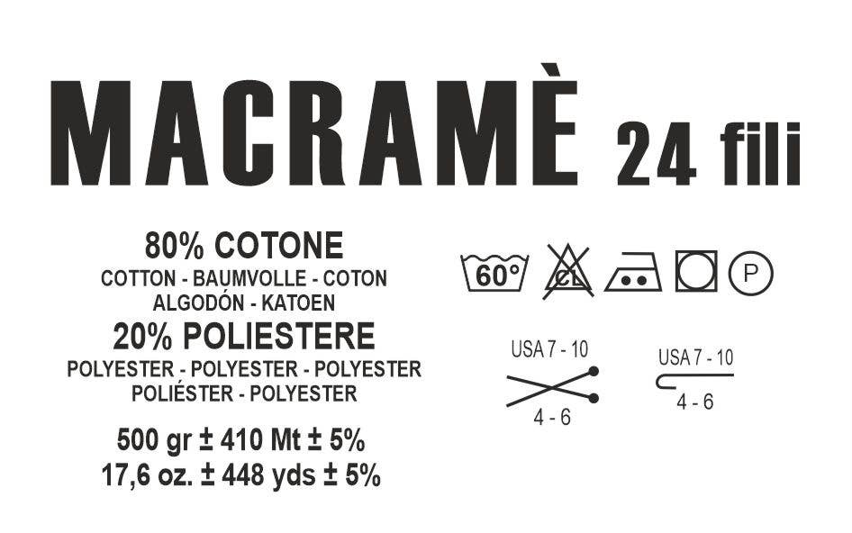 Borgo de' Pazzi Macramé Yarn | 24-Ply Twisted Cotton | 500g