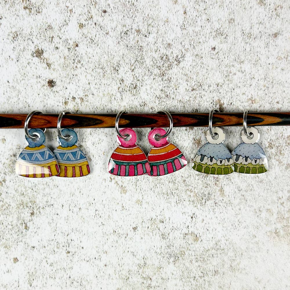 Emma Ball Hats Stitch Markers in a Tin | Set of 6 | 2cm Aluminium