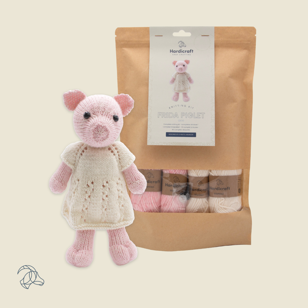 DIY Knitting Kit - Frida Piglet | Blended Yarn | Knitted Toy | 25 cm