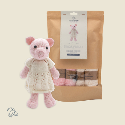 DIY Knitting Kit - Frida Piglet | Blended Yarn | Knitted Toy | 25 cm