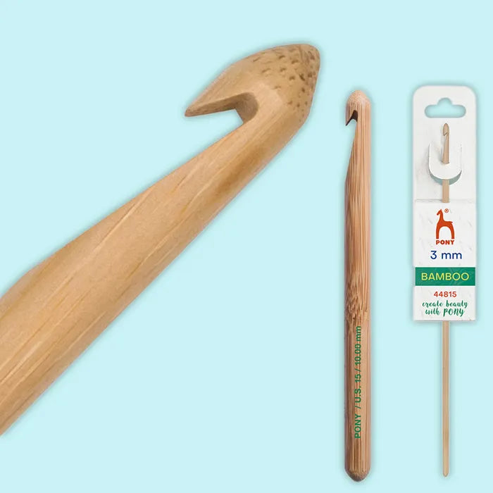 Pony Bamboo Crochet Hook | Natural Unbleached Bamboo | 15cm