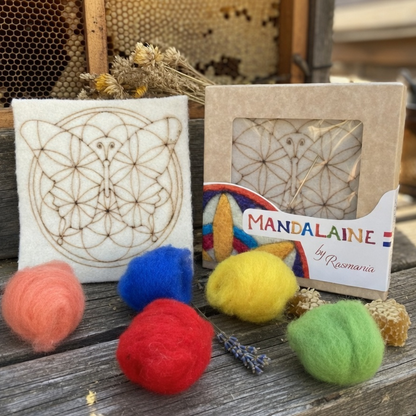 Butterfly Seed of Life Needle Felting Kit | Carded Wool