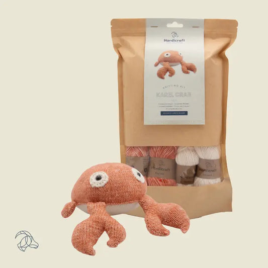 DIY Knitting Kit - Karel Crab | Blended Yarn | Knitted Toy | 25 cm