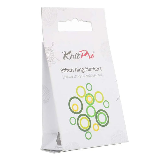 KnitPro Stitch Ring Markers | Pack of 50 | 3 Sizes, Assorted Colours