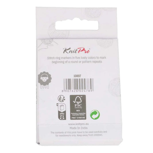 KnitPro Stitch Ring Markers | Pack of 50 | 3 Sizes, Assorted Colours