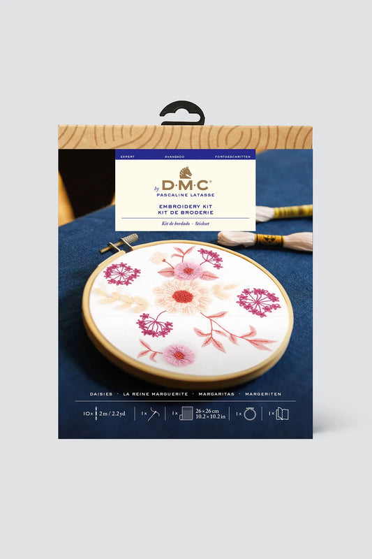 DMC Daisies Embroidery Kit by Pascaline Latasse | 3D Floral Hoop Kit