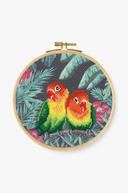 Tropical Birds Cross Stitch Kit | Pre-Printed Aida | BK1791